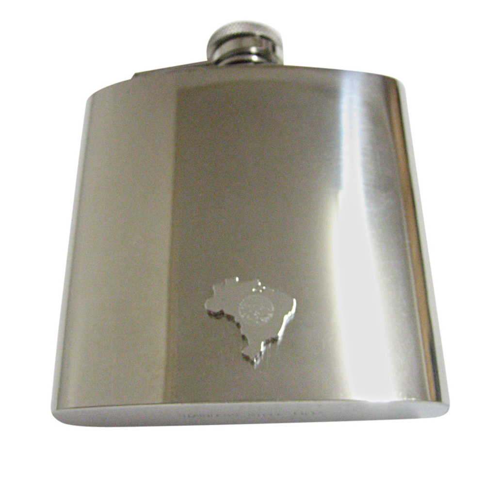 Brazil Map Shape And Flag Design 6oz Flask - image 1